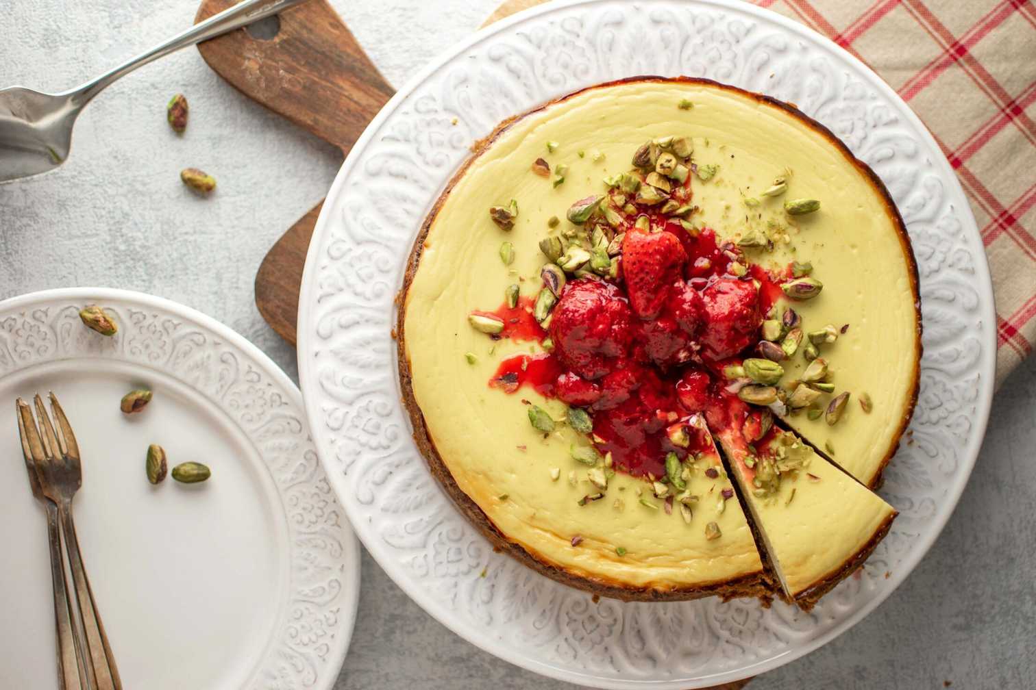 labneh cheesecake flatlay