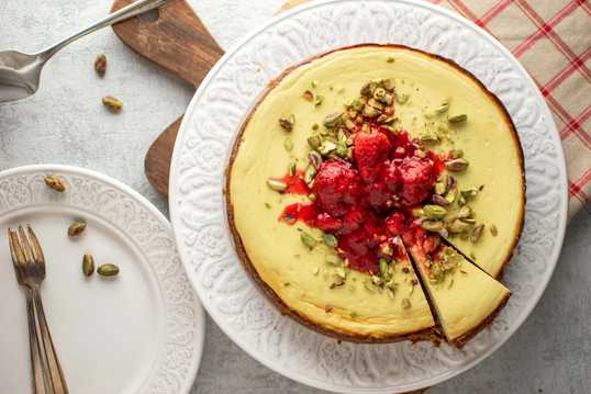 labneh cheesecake flatlay