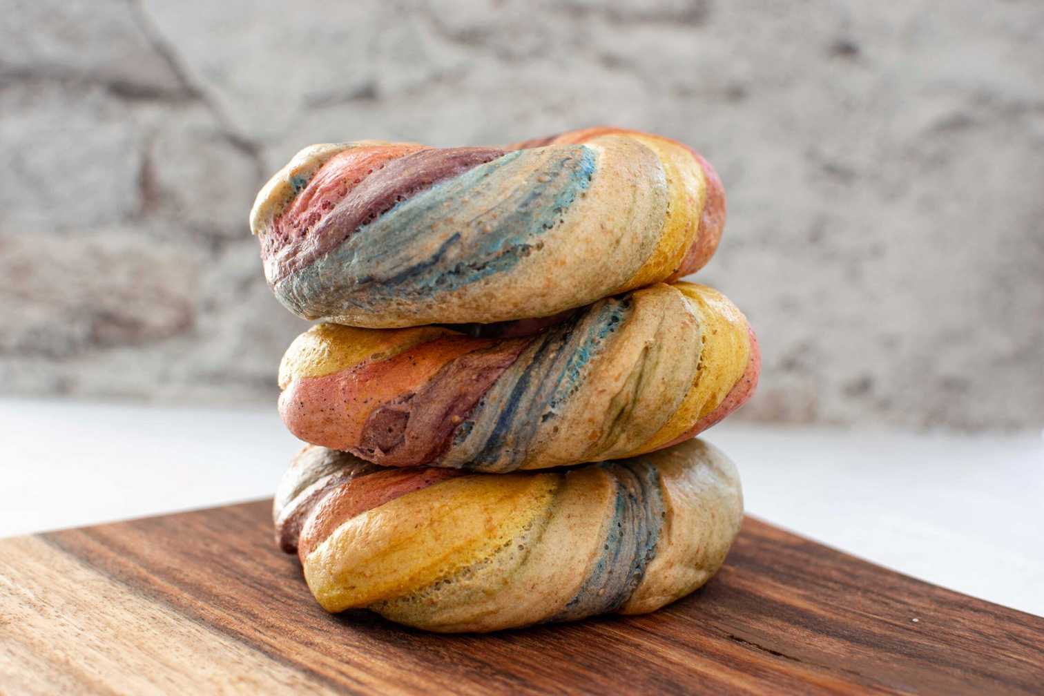 unicorn bagels - straight on close up